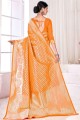 Weaving Diwali Saree in Mango orange Jacquard and silk