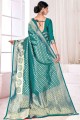 Surfie Green Diwali Saree in Jacquard and Silk with Weaving