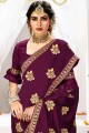 Saree in Pansy purple Art silk with Stone