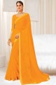 Carrot orange Embroidered Saree in Georgette
