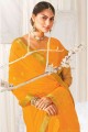 Carrot orange Embroidered Saree in Georgette