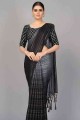 Night black Saree in Weaving Silk