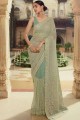 Mehendi  Saree in Soft net with Stone with moti