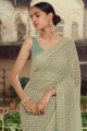 Mehendi  Saree in Soft net with Stone with moti