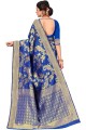 Art Silk Diwali Saree with Weaving in Royal Blue