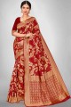 Royal Red South Indian Diwali Saree in Art silk with Weaving