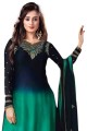 Satin georgette Sharara Suit with Embroidered in Teal green