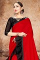 Embroidered Georgette Lehenga Saree in Lava red
