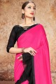 Embroidered Georgette Lehenga Saree in French rose pink