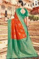 Dusty orange Silk Banarasi Saree with Weaving