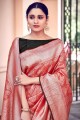 Designer Weaving Designer Work Banarasi raw silk Banarasi Saree in Red with Blouse