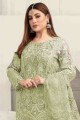Parrot green Embroidered Pakistani Suit in Faux georgette
