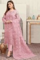 Embroidered georgette Pink Pakistani Suits