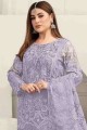 Faux georgette Embroidered Purple Pakistani Suit with Dupatta