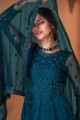 Anarkali Suit in Teal blue Net with Thread