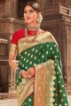 Zari,weaving Banarasi silk Banarasi Saree in Green