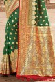 Zari,weaving Banarasi silk Banarasi Saree in Green