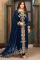 Embroidered Faux georgette Pakistani Suit in Blue