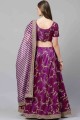 Purple Thread Silk Party Lehenga Choli