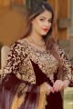 Wine  Velvet Embroidered Pakistani Suit with Dupatta