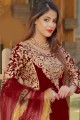 Maroon Embroidered Velvet Pakistani Suit
