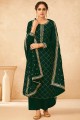 Green Embroidered Palazzo Suit in Georgette