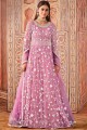 Net Thread Pink Anarkali Suit with Dupatta