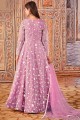 Net Thread Pink Anarkali Suit with Dupatta