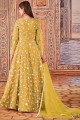 Net Mustard  Anarkali Suit in Thread