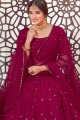 Burgundy maroon Party Lehenga Choli with Embroidered Georgette