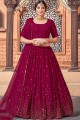 Burgundy maroon Party Lehenga Choli with Embroidered Georgette