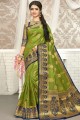 Silk Mahendi green South Indian Saree in Weaving