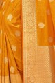 Weaving South Indian Saree in Mustard yellow Silk
