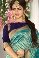 2D Rajwadi Broket South Indian Saree with Weaving in Sky blue