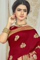 Maroon South Indian Saree in Weaving 2D Dola Silk