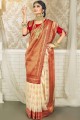 Off white South Indian Saree in Weaving Silk