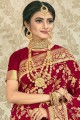 Maroon South Indian Saree with Weaving Silk