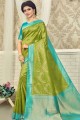 South Indian Saree in Green Brocade with Weaving
