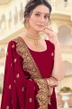 Maroon Party Wear Saree in Embroidered Silk