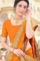 Embroidered Silk Orange Party Wear Saree with Blouse