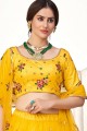 Embroidered Party Lehenga Choli in Yellow Soft net
