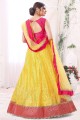 Sequins Wedding Lehenga Choli in Yellow Net