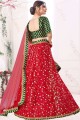 Red Wedding Lehenga Choli in Net with Weaving