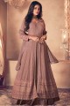 Brown Georgette Embroidered Anarkali Suit with Dupatta