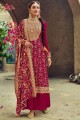 Pink Palazzo Suit in Embroidered Faux georgette