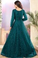 Net Embroidered Teal blue Anarkali Suit with Dupatta