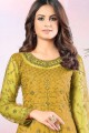 Embroidered Anarkali Suit in Mustard  Net