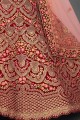 Luring Velvet Lehenga Choli with Lace in Maroon Color