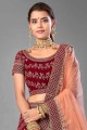 Ethinc Velvet Lehenga Choli with Lace in Maroon Color