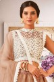 Net Party Lehenga Choli in Beige with Embroidered